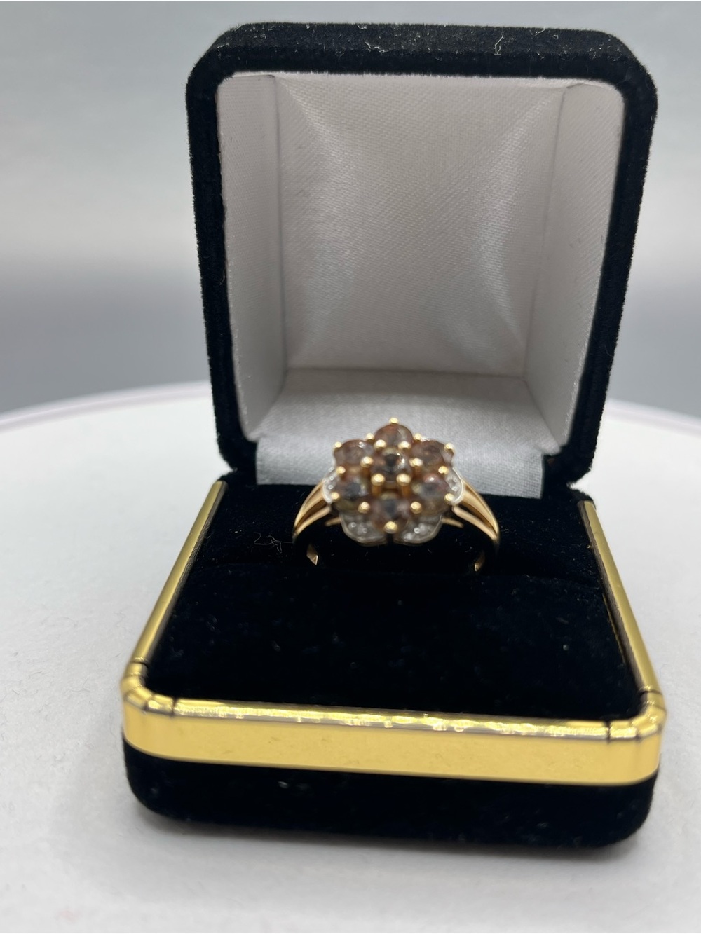 925 Gold Floral Cluster Ring with Stones - Women Jewelry